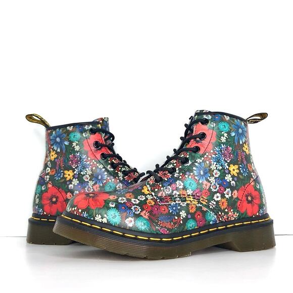 Dr. Martens Shoes - Dr Martens 101 Wanderlust Floral Leather Lace Up Ankle Boots Women’s 7 Shoes